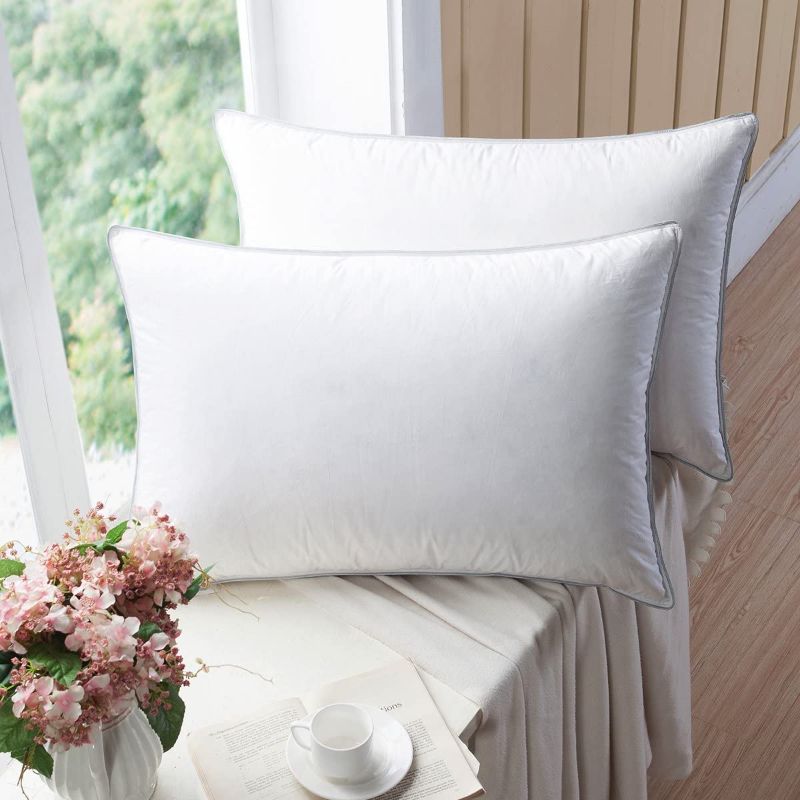 Photo 1 of WENERSI Premium Goose Down Pillows with Feather Blended,(2-Pack, Queen Firm) 100% Cotton Shell with Ultra Fresh Treatment