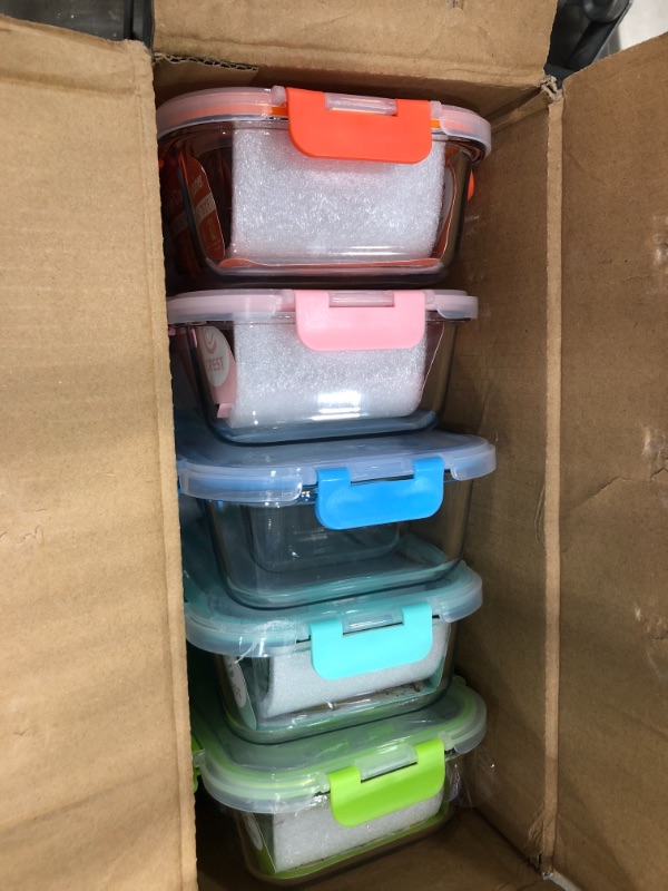Photo 2 of [10-Pack] Glass Food Storage Containers (A Set of Five Colors), Meal Prep Containers with Lids for Kitchen, Home Use - Airtight Glass Lunch Boxes