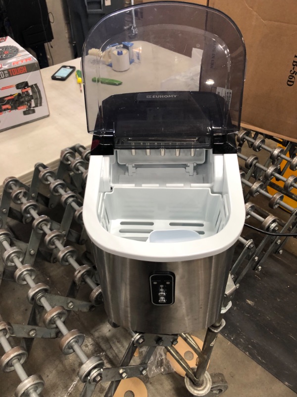 Photo 1 of Euhomy Ice Maker Machine Countertop, 26 lbs in 24 Hours, 9 Cubes Ready in 6 Mins, Electric ice maker and Compact potable ice maker with Ice Scoop and Basket. Perfect for Home/Kitchen/Office.(Sliver)