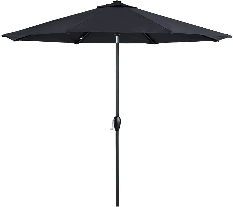 Photo 1 of 9 ft Patio Umbrella Outdoor Patio Market Umbrella with Push Button Tilt and Crank, 8 Sturdy Ribs, /Black