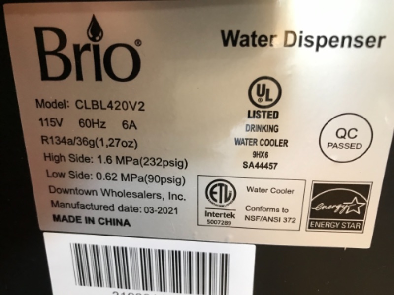 Photo 7 of 
Brio Bottom Loading Water Cooler Water Dispenser – Essential Series - 3 Temperature Settings - Hot, Cold & Cool Water - UL/Energy Star Approved