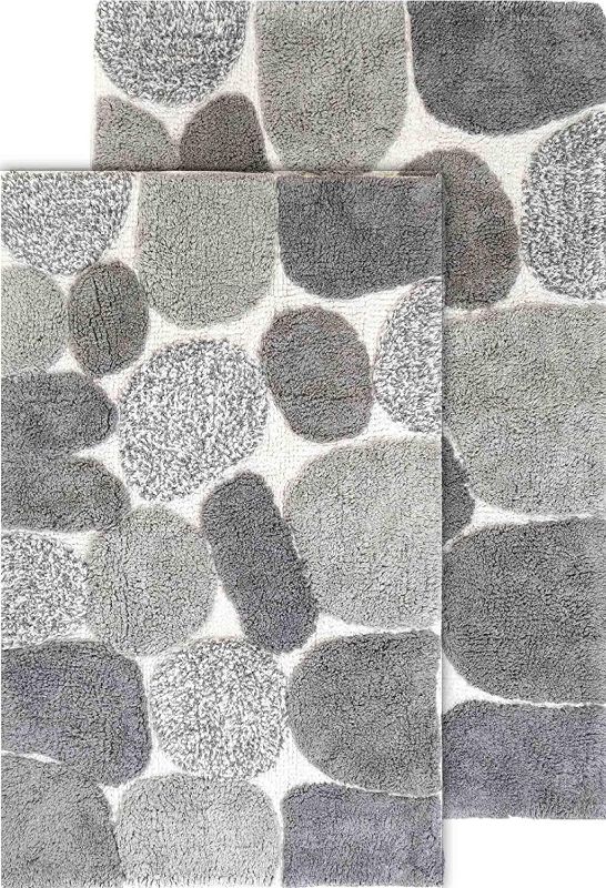 Photo 1 of 2 Piece Pebbles Bath Rug Set - 21"x34" & 24"x40" - Grey