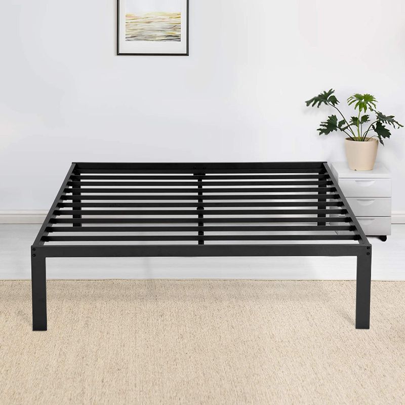 Photo 1 of 14 Inch High Profile Tall Steel Slat Bed Frame / Non-Slip Support Full, Black similar to stock photo 
