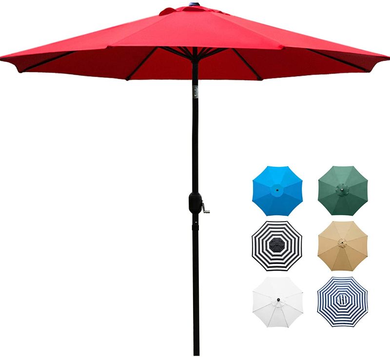 Photo 1 of ***MISSING POLE*** Sunnyglade 9' Patio Umbrella Outdoor Table Umbrella with 8 Sturdy Ribs (Red)
