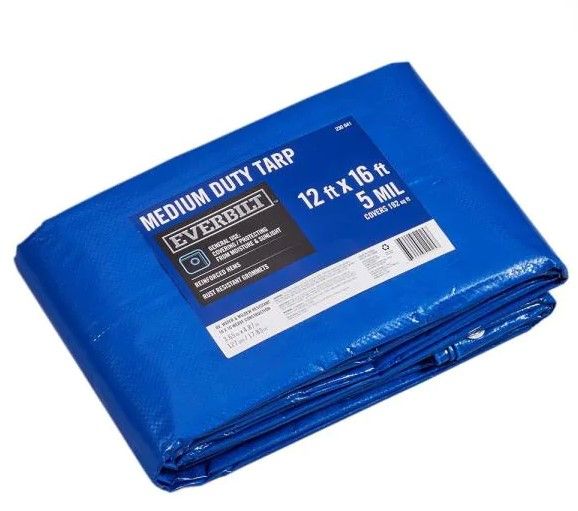 Photo 1 of 12 ft. x 16 ft. Blue Medium Duty Tarp