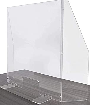 Photo 1 of Acrylic Plexiglass Shield - Three Panels - Transaction Opening - Counter, Cashiers, Reception Sneeze Guard - Adjustable Safety Shield - Clear Barrier - 30x42"
