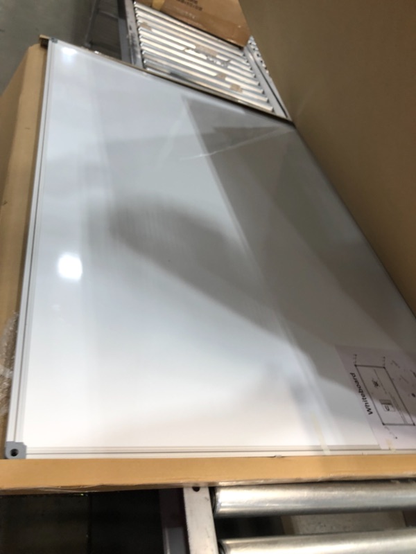Photo 2 of DexBoard Magnetic White Glass Dry Erase Board, Frameless Tempered Glass Whiteboard with Marker Tray fornOffice, Wall Mounted Frosted White Glass Board, 48" x 36"
