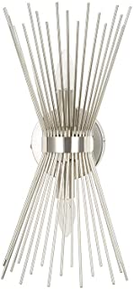 Photo 1 of Amazon Brand – Rivet Mid-Century Modern Metal Starburst 2-Light Wall Sconce Lamp, Bulbs Included, 17.5"H, Polished Nickel
