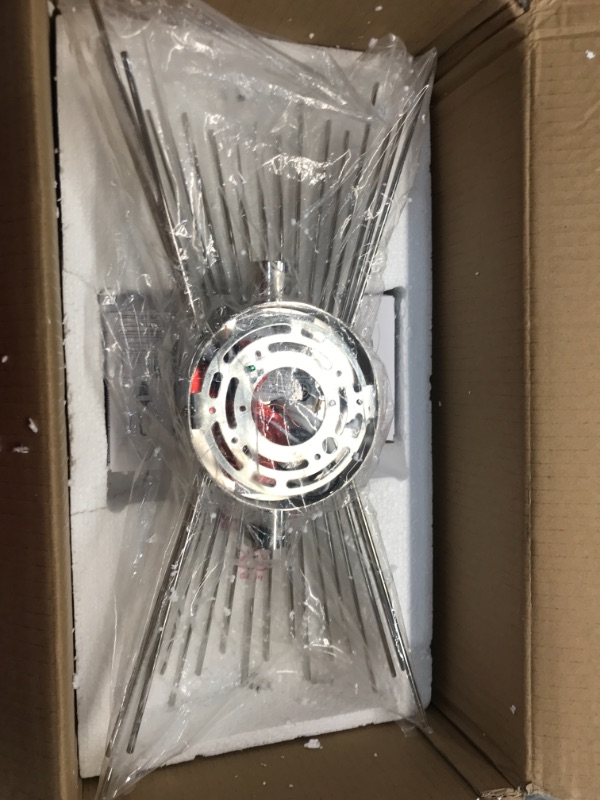 Photo 1 of Amazon Brand – Rivet Mid-Century Modern Metal Starburst 2-Light Wall Sconce Lamp, Bulbs Included, 17.5"H, Polished Nickel
