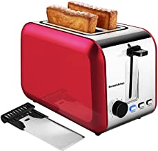 Photo 1 of 2 Slice Red Toasters, Bonsenkitchen Stainless Steel Wide Slot Bread Toaster with Defrost/Reheat/Cancel Function, 7 Brown Setting, Removable Crumb Tray, Auto Shut Off, 750 Watt, 120V
