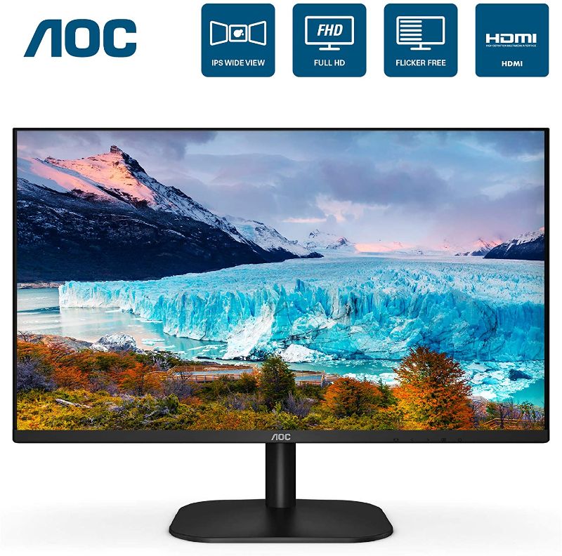 Photo 1 of AOC 24B2XH 24" Full HD IPS Monitor, 3-Sided Frameless & Ultra Slim HDMI and VGA inputs, Lowblue Mode, VESA compatible,Black
