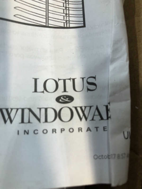 Photo 1 of LOTUS & WINDOWARE 1" Cordless Vinyl Mini Blind, 41" x 48", White
