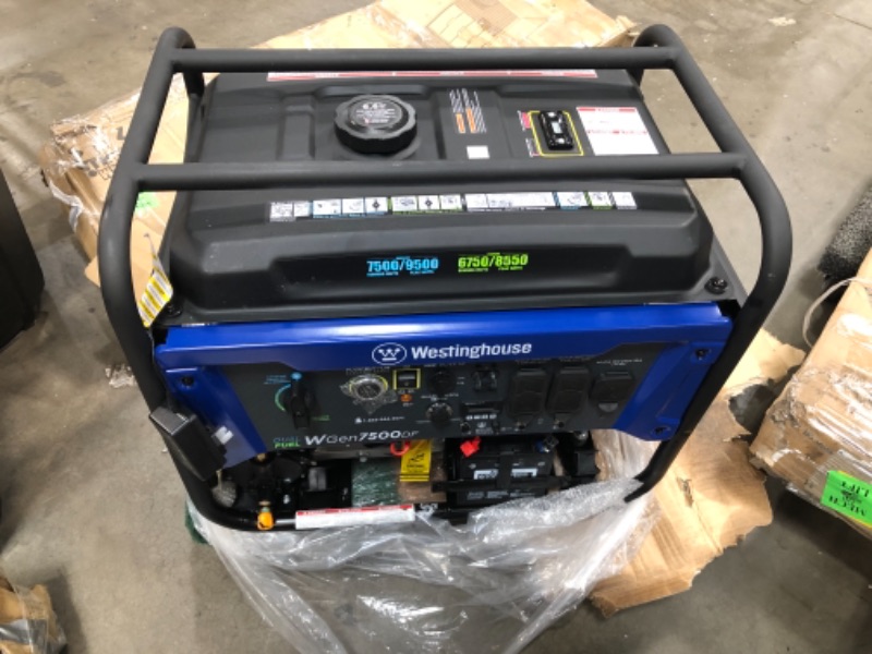 Photo 1 of Westinghouse WGen7500DF Dual Fuel Portable Generator - 7500 Rated Watts & 9500 Peak Watts - Gas or Propane Powered - CARB Compliant