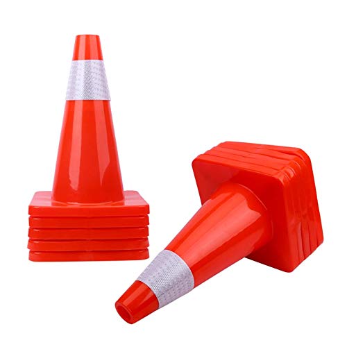 Photo 1 of [ 12 Pack ] 18" Traffic Cones Plastic Road Cone PVC Safety Road Parking Cones Weighted Hazard Cones Construction Cones Orange Safety Cones Parking Barrier Field Marker Cones Safety Cones (12)
