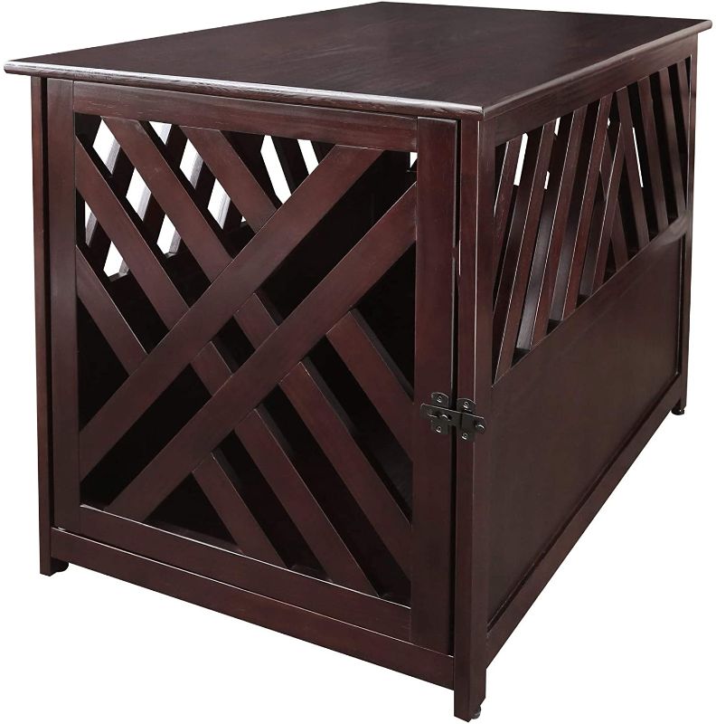 Photo 1 of ****MISSING DOOR**** Casual Home Modern Lattice Wooden End Table-Espresso Pet Crate, 23.5" W x 36.5" D x 29" H
