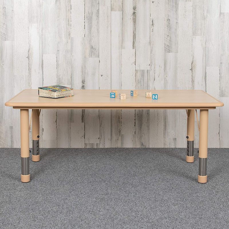 Photo 1 of  24"W x 48"L Rectangular Natural Plastic Height Adjustable Activity Table top only