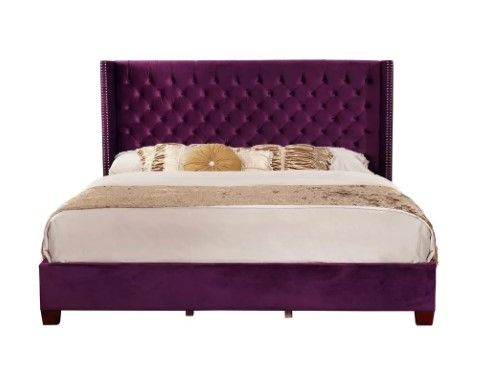 Photo 1 of *MISSING PARTS* Purple Queen Size Button Tufted Shelter Full Set
