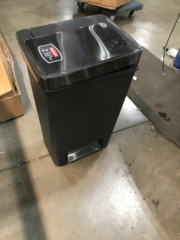 Photo 2 of *DAMAGED* Rubbermaid Premier Series IV Step-On Trash Can for Home and Kitchen, with Stainless Steel Lid, 12.4 Gallon, Charcoal
