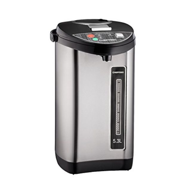 Photo 1 of *SMALL DENT ON SIDE* Chefman 5.3 Liter Instant Electric Auto Dispense Hot Water Pot, Stainless Steel
