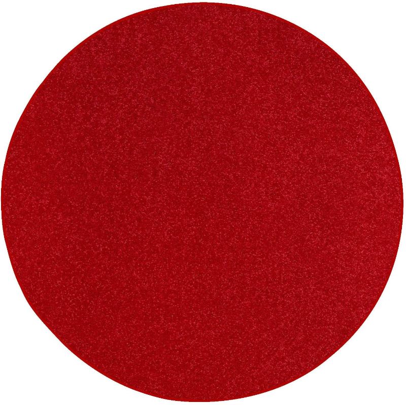 Photo 1 of Ambiant Pet Friendly Solid Color Area Rug Red - 4' Round
