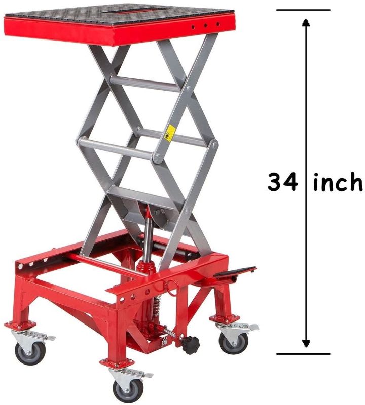 Photo 1 of *READ DISCRIPTION BELOW* XtremepowerUS 96061 300LBS Dirt ATV Motorcycle Bike Scissor Jack Hoist Mini Crank Hydraulic Foot Operated Lift, Red
