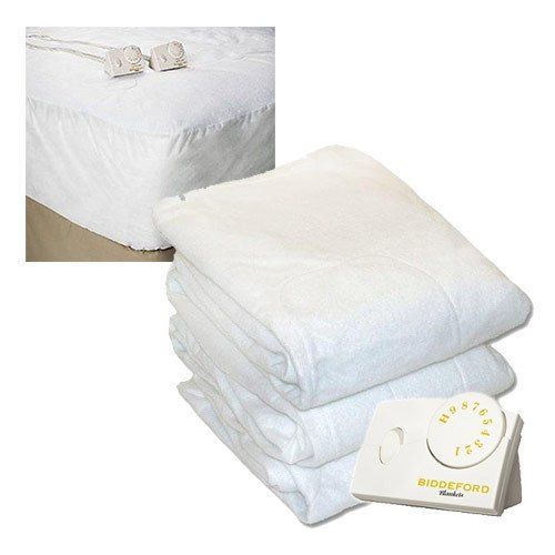 Photo 1 of Biddeford Blankets Polyester Electric Heated Mattress Pad with Analog Controller, Queen, White

