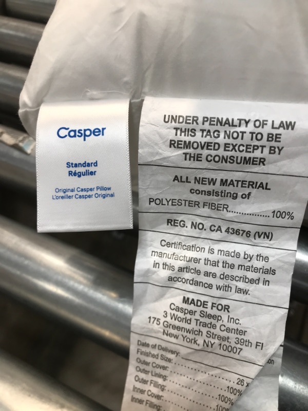 Photo 1 of Casper Sleep Pillow for Sleeping, Standard, White 2 Count
