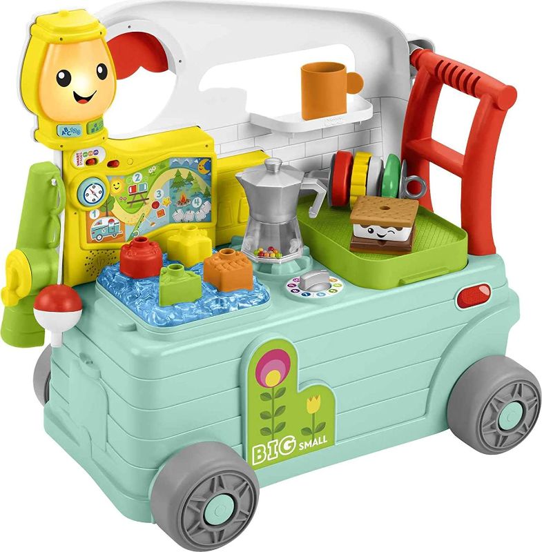 Photo 1 of Fisher-Price Laugh & Learn 3-in-1 On-the-Go Camper, Musical Push-Along Walker and Activity Center for Infants and Toddlers Ages 9-36 Months
