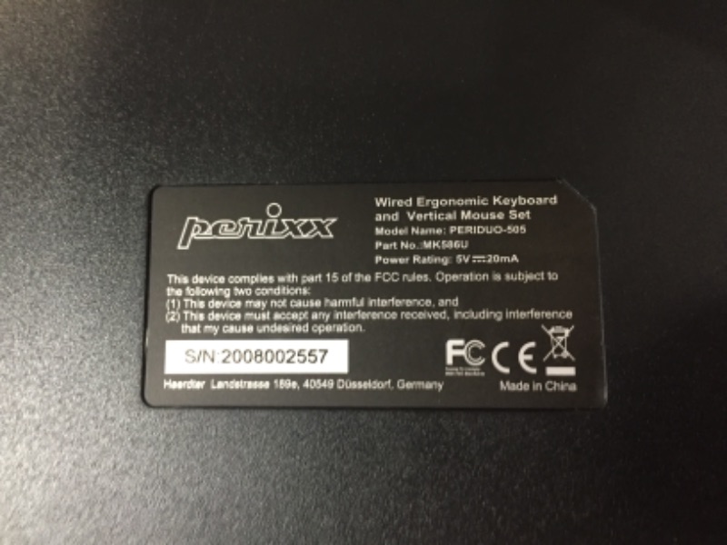 Photo 2 of Perixx Periduo-505, Wired USB Ergonomic Split Keyboard and Vertical Mouse Combo with Adjustable Palm Rest and Short Tactical Membrane Keys, US English Layout
