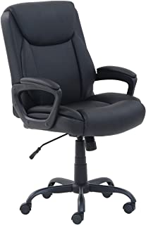 Photo 1 of Basics Classic Puresoft PU-Padded Mid-Back Office Computer Desk Chair with Armrest - Black