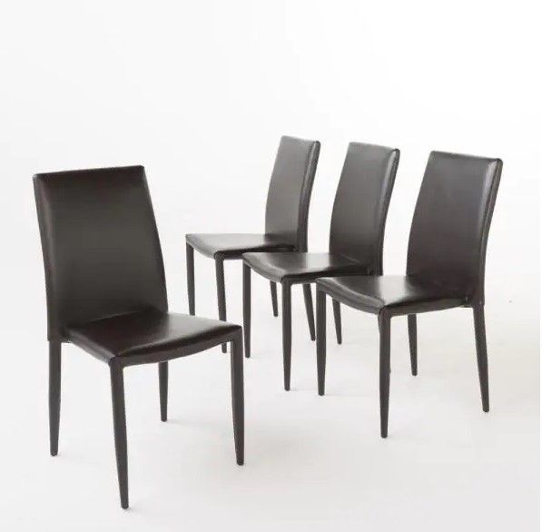 Photo 1 of 
Noble House
Comstock Brown Bonded Leather Stacking Chairs (Set of 4)