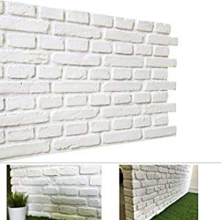 Photo 1 of 3D Brick Panels for Interior and Exterior DIY Wall Decoration Rustic Brick Design, Faux Brick Panels Brick Design Pack of 4 Tiles (Compositive) (Vintage, White Matt)
