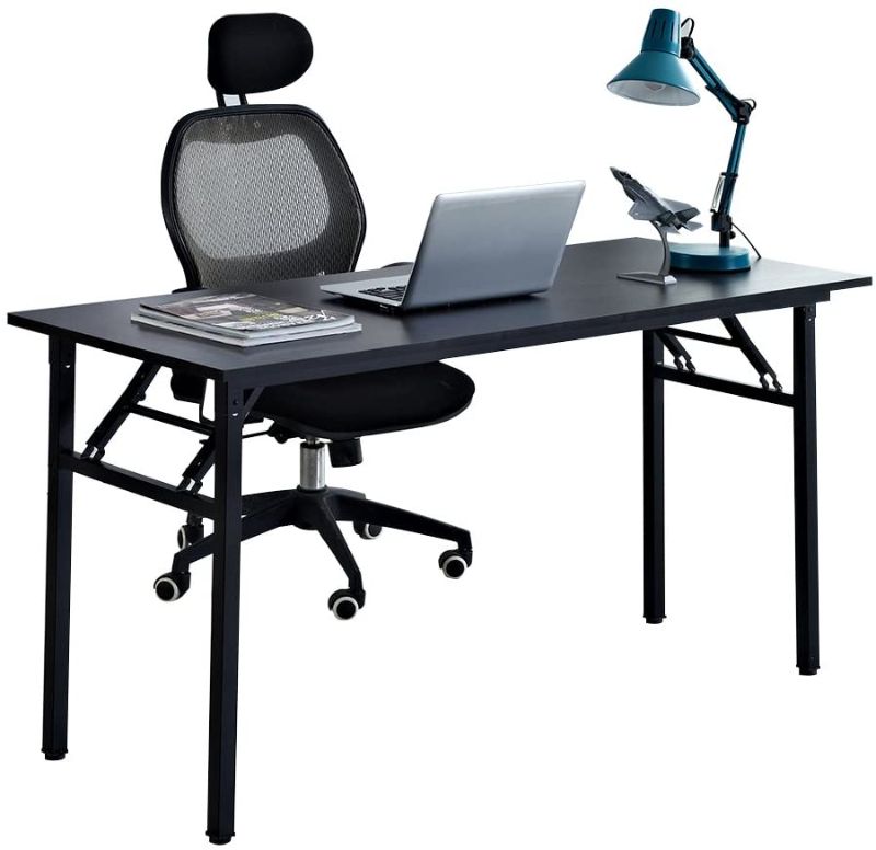 Photo 1 of Computer Desk Office Desk 55 inches Folding Table with BIFMA Certification Computer Table Workstation No Install Needed, Black AC5CB-140X
