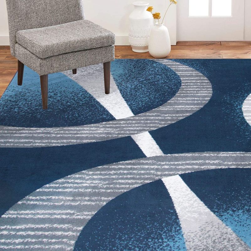 Photo 1 of  Modern Area Rug, Midnight Blue/Gray, 7'8"x10'7"