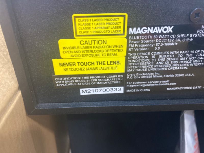 Photo 4 of 
Magnavox MM451 3-Piece Tray Loading CD Shelf System with Digital PLL FM Stereo Radio, Bluetooth Wireless Technology