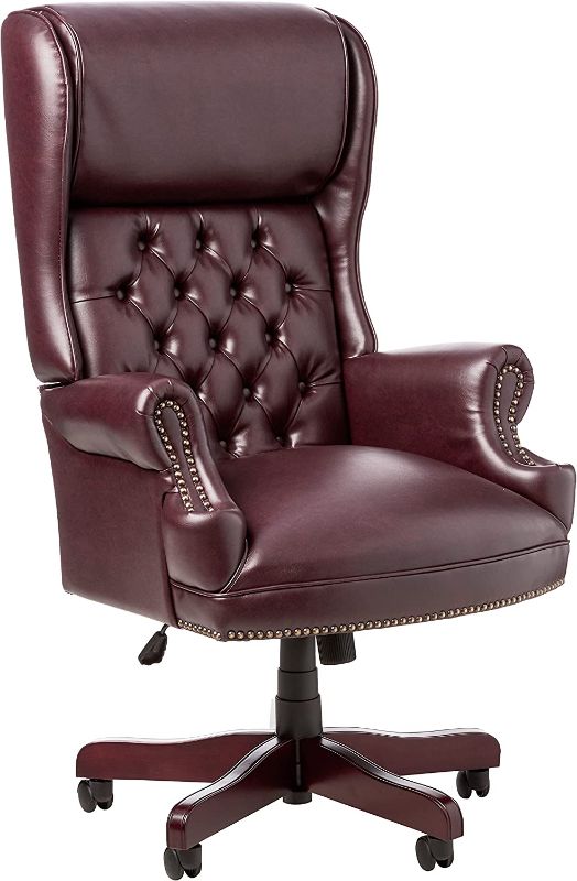 Photo 1 of Office Star Deluxe High Back Traditional Executive Chair with Solid Arms and Built in Headrest
