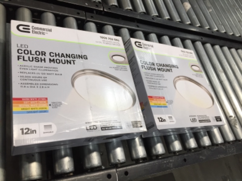 Photo 3 of 12 in. Brushed Nickel and Oil-Rubbed Bronze Selectable Integrated LED Flush Mount with Interchangeable Trim (2-Pack)