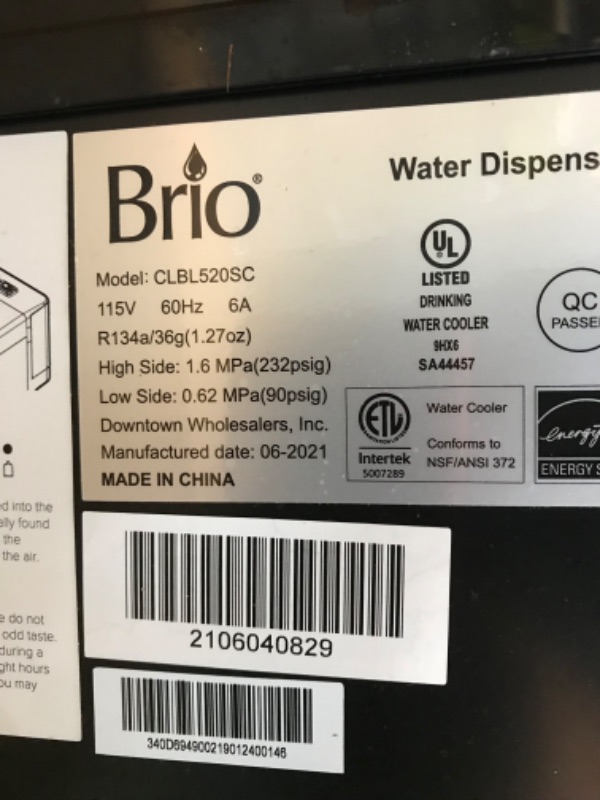 Photo 3 of (Damaged - Parts Only)Brio Self Cleaning Bottom Loading Water Cooler Water Dispenser – Limited Edition - 3 Temperature Settings - Hot, Cold & Cool Water - UL/Energy Star Approved
