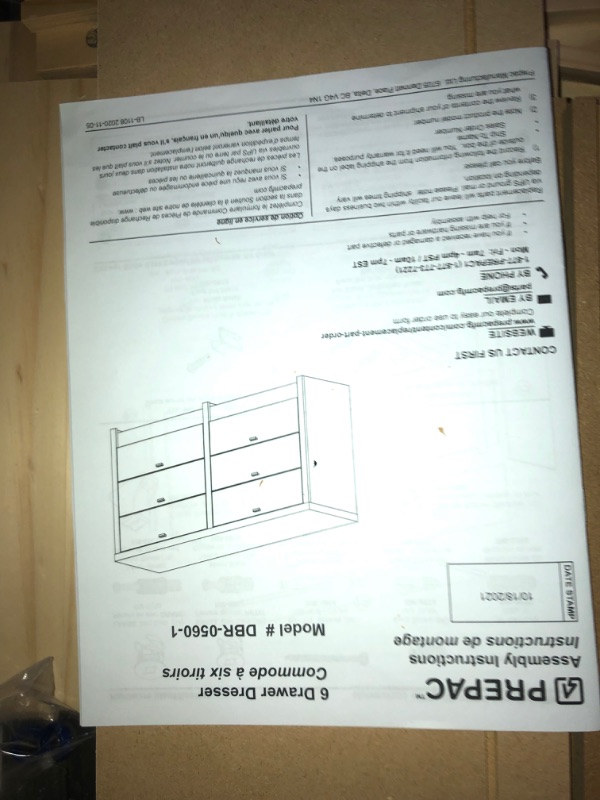 Photo 4 of **STOCK PICTURE FOR REFERENCE ONLY**
 Prepac Astrid Acrylic Knobs, 6-Drawer Dresser