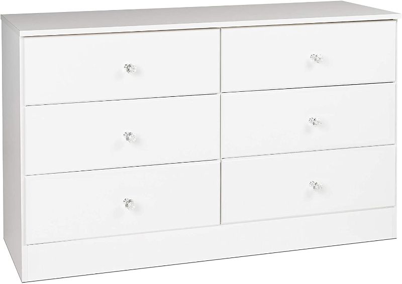 Photo 1 of **STOCK PICTURE FOR REFERENCE ONLY**
 Prepac Astrid Acrylic Knobs, 6-Drawer Dresser