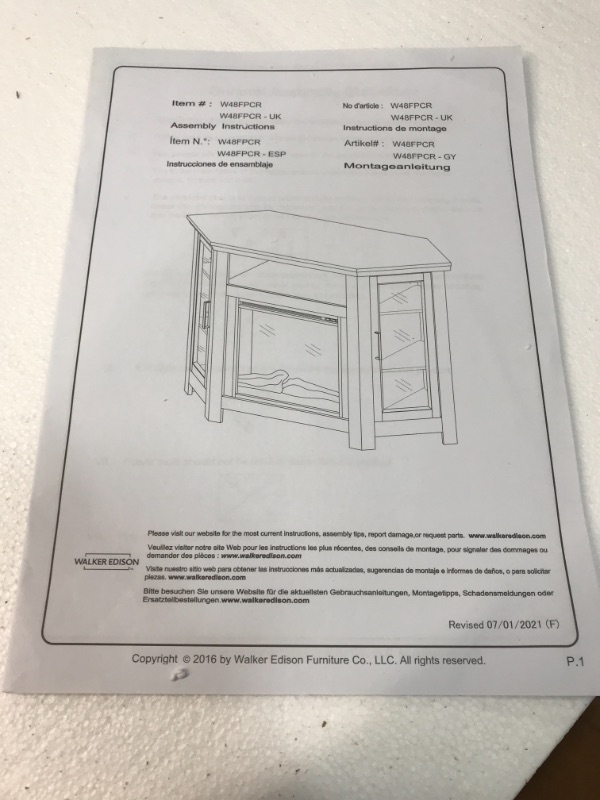 Photo 4 of Walker Edison 48" Corner Fireplace TV Stand - Espresso