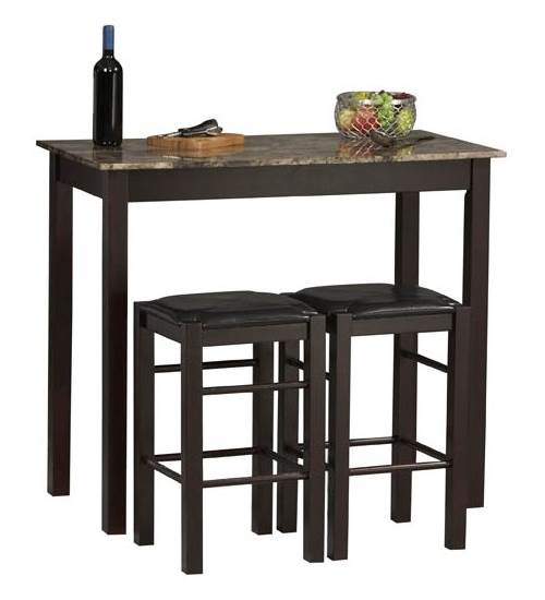 Photo 1 of 3pc Lancer Tavern Set Faux Dining Sets Marble Espresso - Linon
