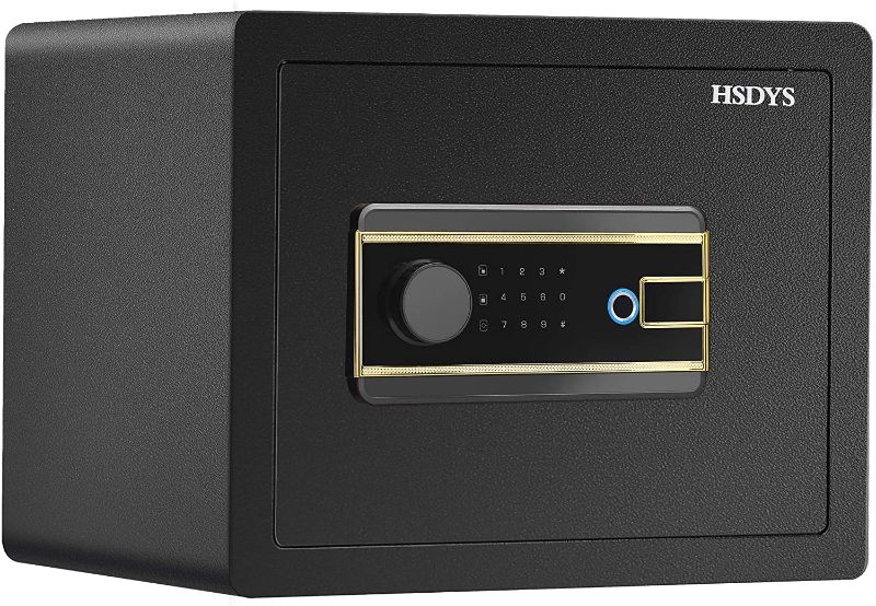 Photo 1 of HSDYS Security Safe Box 1.07 Cubic Feet, Biometric Safe with Digital Keypad and Key Lock,Fingerpint Safe For Home,Office ,Hotel
