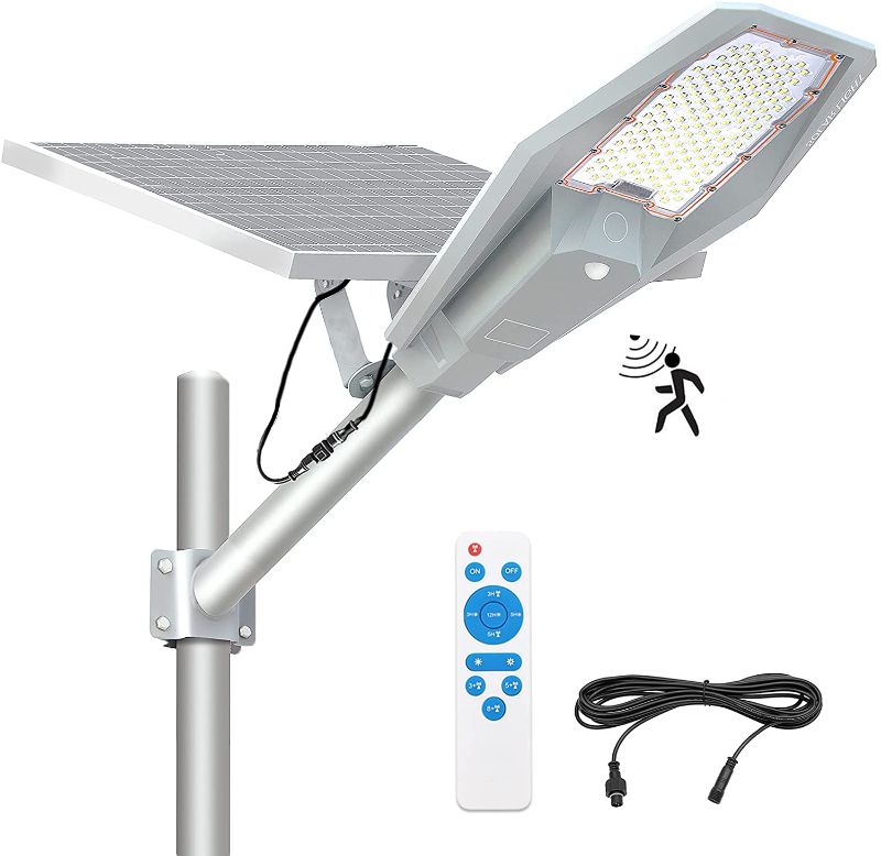 Photo 1 of 300W Solar Street Light Outdoor, APONUO Street Solar Lights Dusk to Dawn High Brightness 10000 Lumens Motion Sensor Solar Lamp with Remote Control IP67 Waterproof for Parking Lot, Pathway, Street
UNABLE TO TEST

