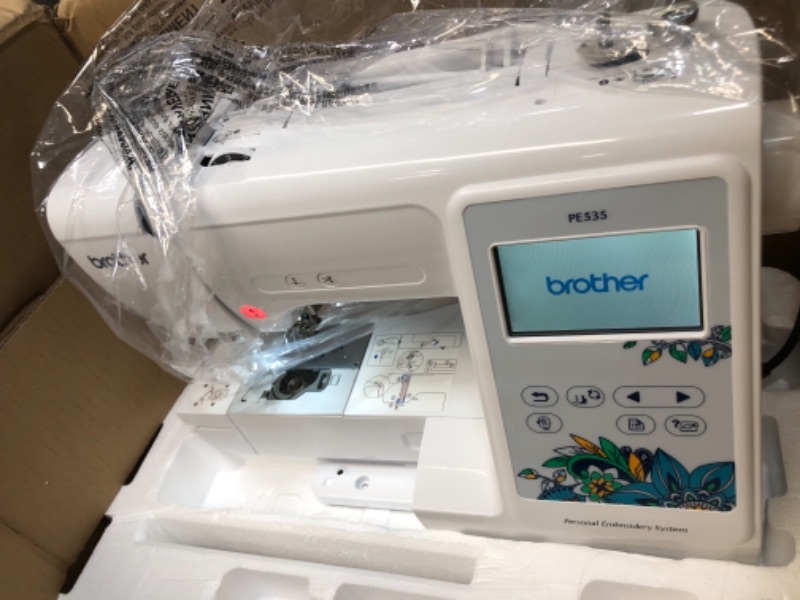 Photo 2 of Brother PE535 Embroidery Machine, 80 Built-in Designs, 4" x 4 in" Hoop Area, Large 3 in" LCD Touchscreen, USB Port, 9 Font Styles
