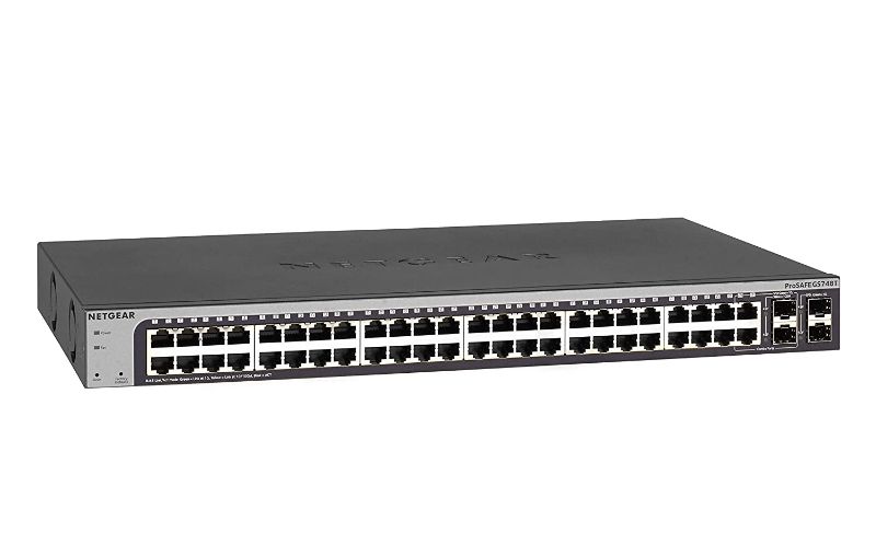 Photo 1 of NETGEAR 48-Port Gigabit Ethernet Smart Managed Pro Switch (GS748T) - with 4 x 1G SFP, Desktop/Rackmount, and ProSAFE Limited Lifetime Protection