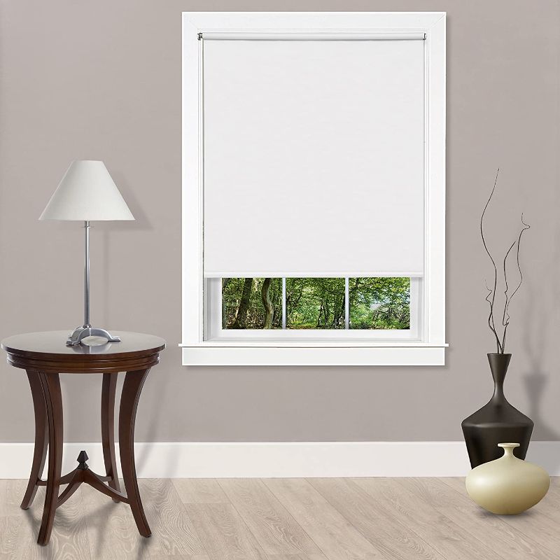 Photo 1 of Achim Cords Free Tear Down Indoor Cordless White Vinyl Light Filtering Window Roller Shade, 72" L x 55" W
