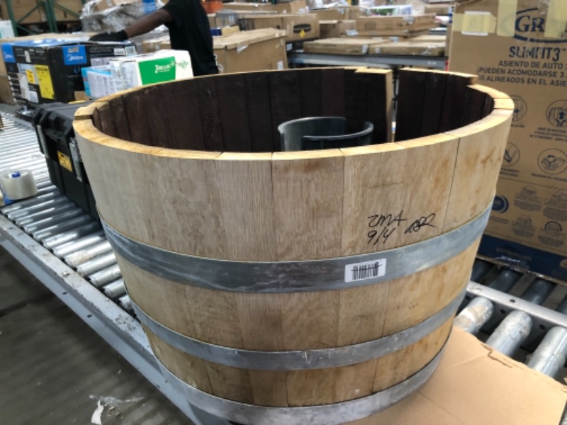 Photo 2 of 27.5 in. Wood Oak Wine Barrel Planter
