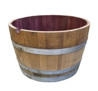 Photo 1 of 27.5 in. Wood Oak Wine Barrel Planter
