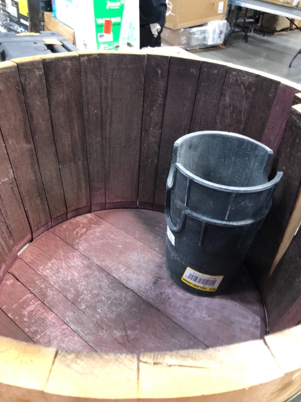 Photo 1 of 27.5 in. Wood Oak Wine Barrel Planter
